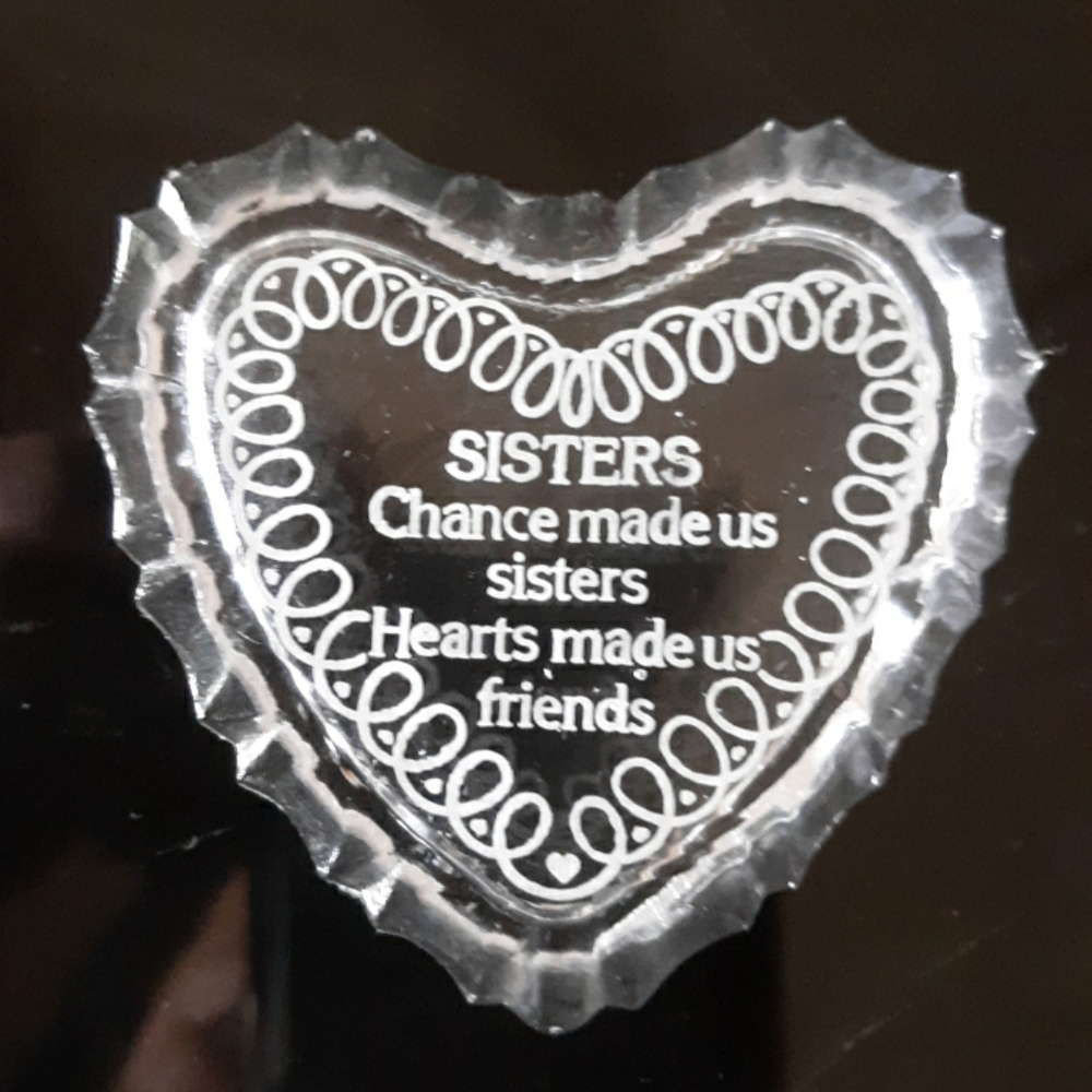 Glass Heart Jewelry Container Sisters